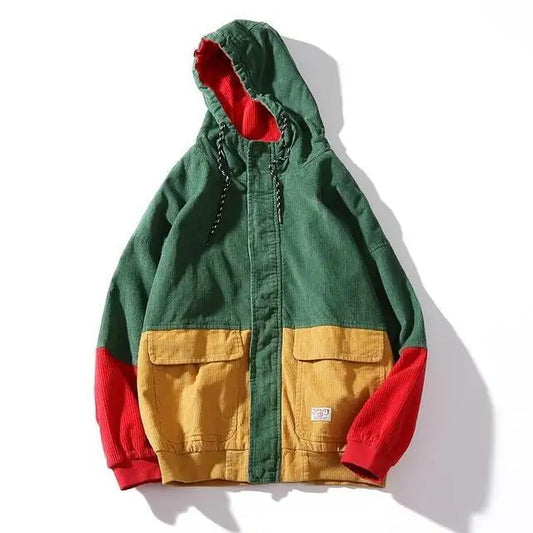 Unisex Color Block Corduroy Jacket