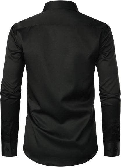 Men'S Urban Stylish Casual Business Slim Fit Long Sleeve Button up Dress Shirt with Pocket