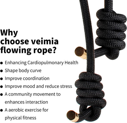 Flow Rope for Fitness High Performance Double Woven Workout Rope Adjustable Flow Jump Rope for Men Women Training Indoor Outdoor Cardio Exercise Rope for Beginner
