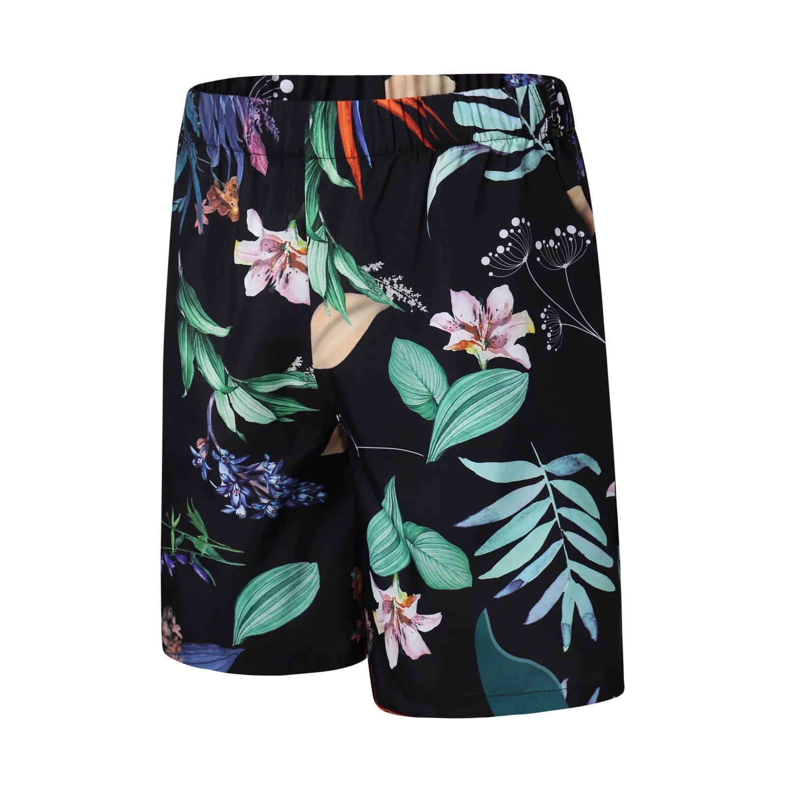 Men'S Casual Sport Sets Regular Fit Tropical Print Button down Short Sleeve Cuban Collar Top Blouse and Shorts Fashion Summer Breathable Two Piece Suits Black XXXL