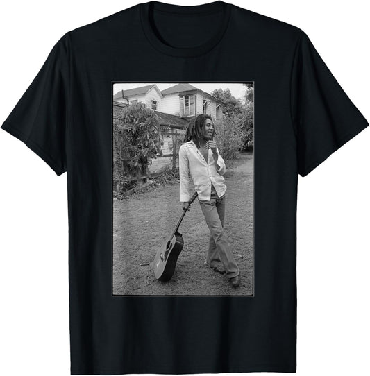 Bob Marley X David Burnett Black & White Guitar Photo T-Shirt