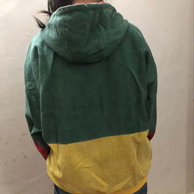 Unisex Color Block Corduroy Jacket