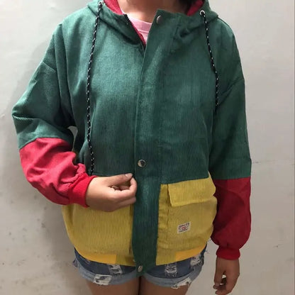 Unisex Color Block Corduroy Jacket
