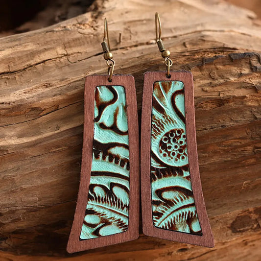 Geometrical Wooden Dangle Earrings
