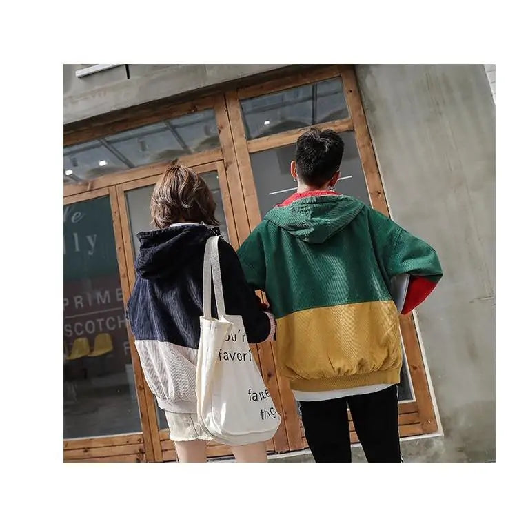 Unisex Color Block Corduroy Jacket
