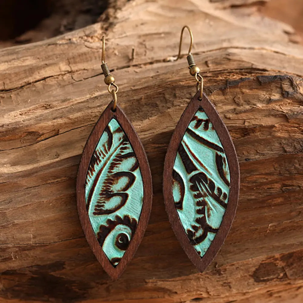 Geometrical Wooden Dangle Earrings