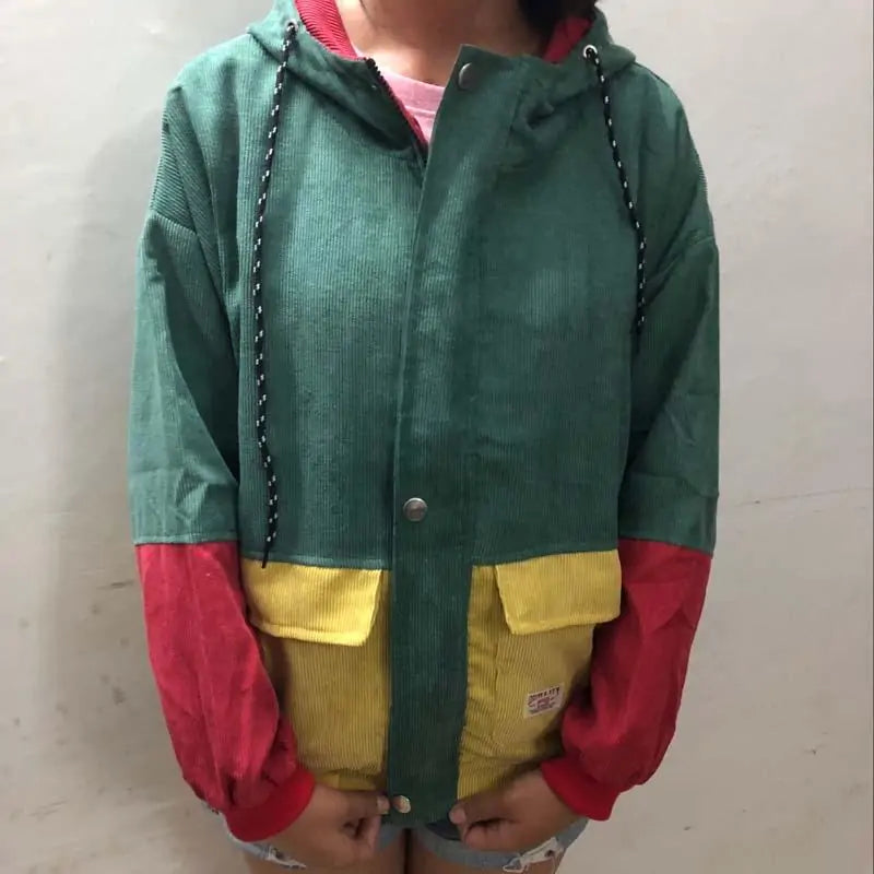 Unisex Color Block Corduroy Jacket