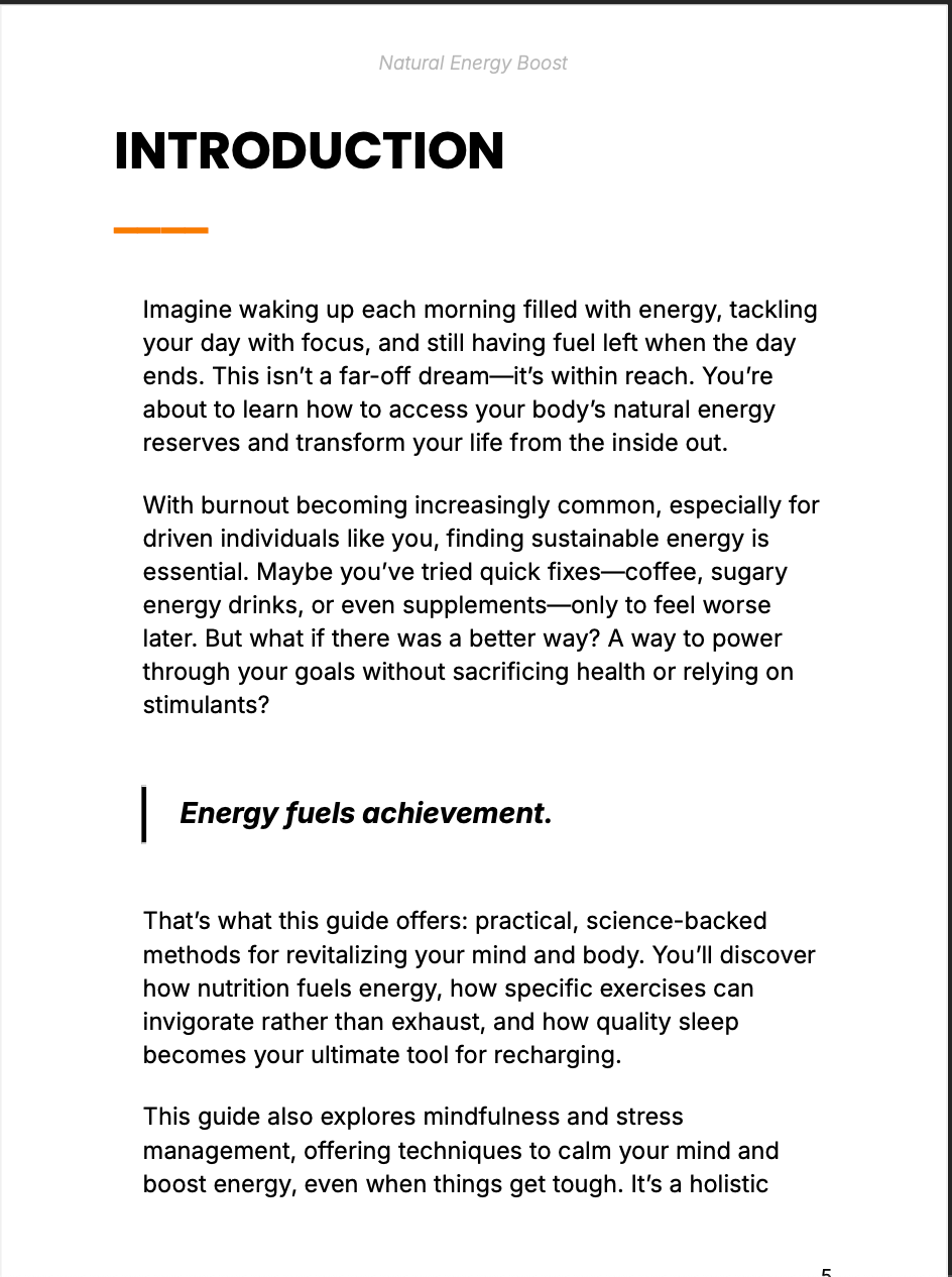 "Natural Energy Boost" Ebook