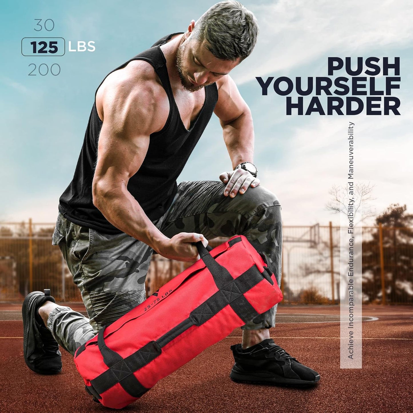 Sandbag for Fitness Weights Training, Unfilled Power Bags with Handles, 5-200 Lbs Adjustable Weighted Slam Bag for Strength Powerlifting Running Heavy Workout Home Gym Exercise, Sold as UNFILLED
