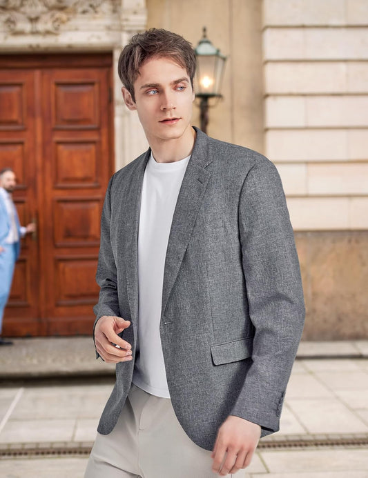Men'S Casual Suit Jacket Sports Coat Business Suit One Button