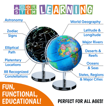 Globe 3 in 1 Office Desk Night Light, LED Light Globe, Constellation Learning & Education Toys