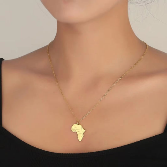 Statement Africa Map Tag Pendant Letter Necklace Rasta Reggae African Afro Map Choker Travel African Gift Charm