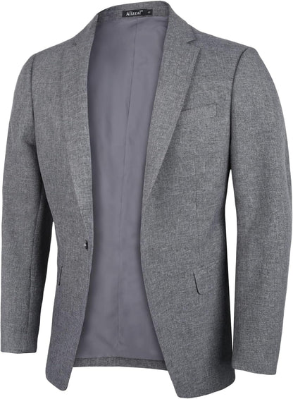Men'S Casual Suit Jacket Sports Coat Business Suit One Button