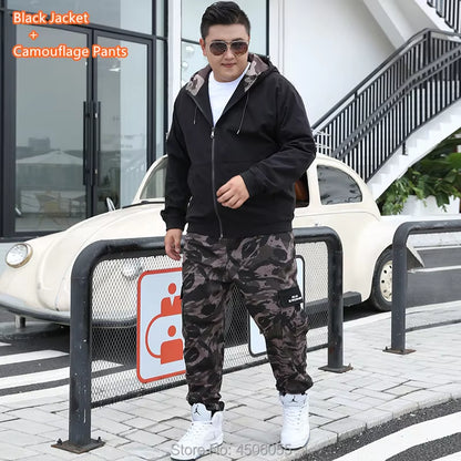 Men Clothes 2020 Tracksuit Harem Cargo Camouflage Jacket Pants 2 Piece Set Mens Hoodies XXXXL Coat Track Suit 6XL 7XL 8XL 9XL
