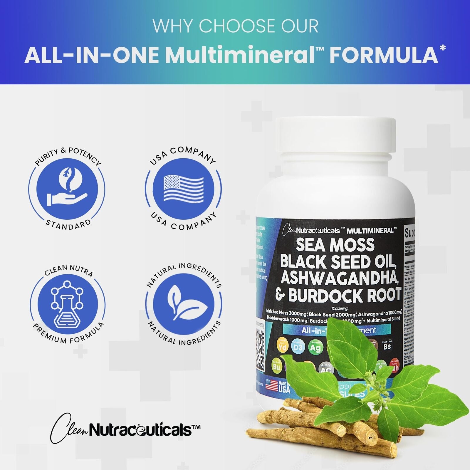 Sea Moss 3000Mg Black Seed Oil 2000Mg Ashwagandha 1000Mg Turmeric 1000Mg Blad...