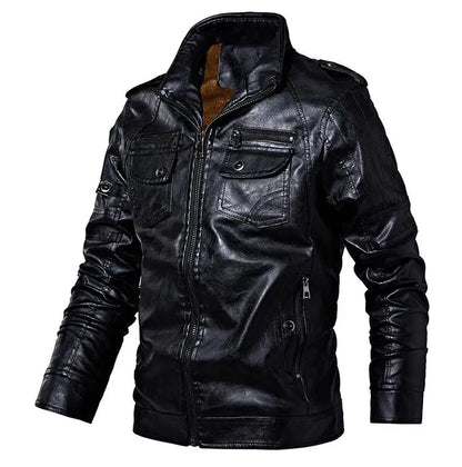 Men'S Winter Leather Jackets Autumn Business Casual Thicken Fleece Coats Male Fashion Motorcycle Outwear Leather Jacket