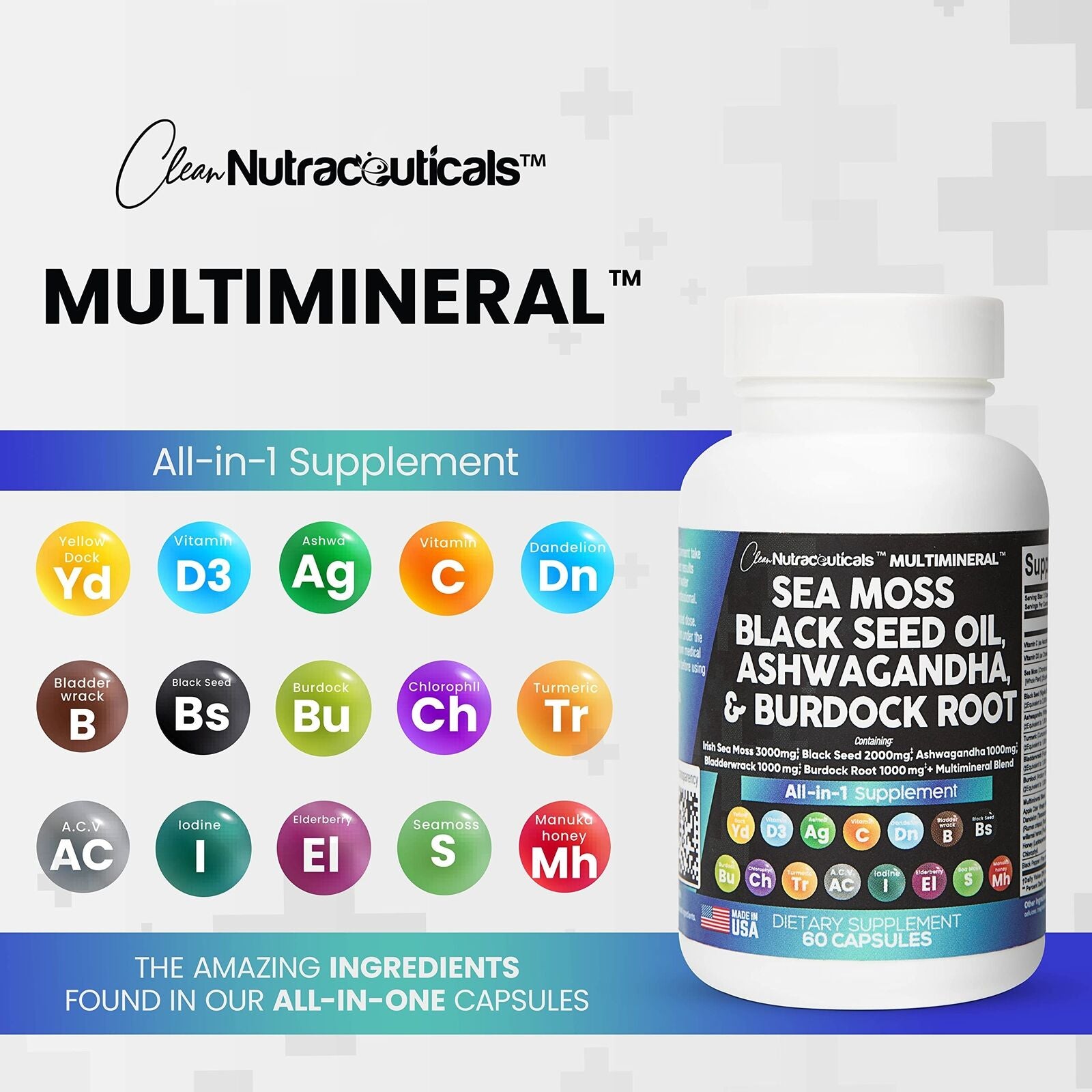 Sea Moss 3000Mg Black Seed Oil 2000Mg Ashwagandha 1000Mg Turmeric 1000Mg Blad...