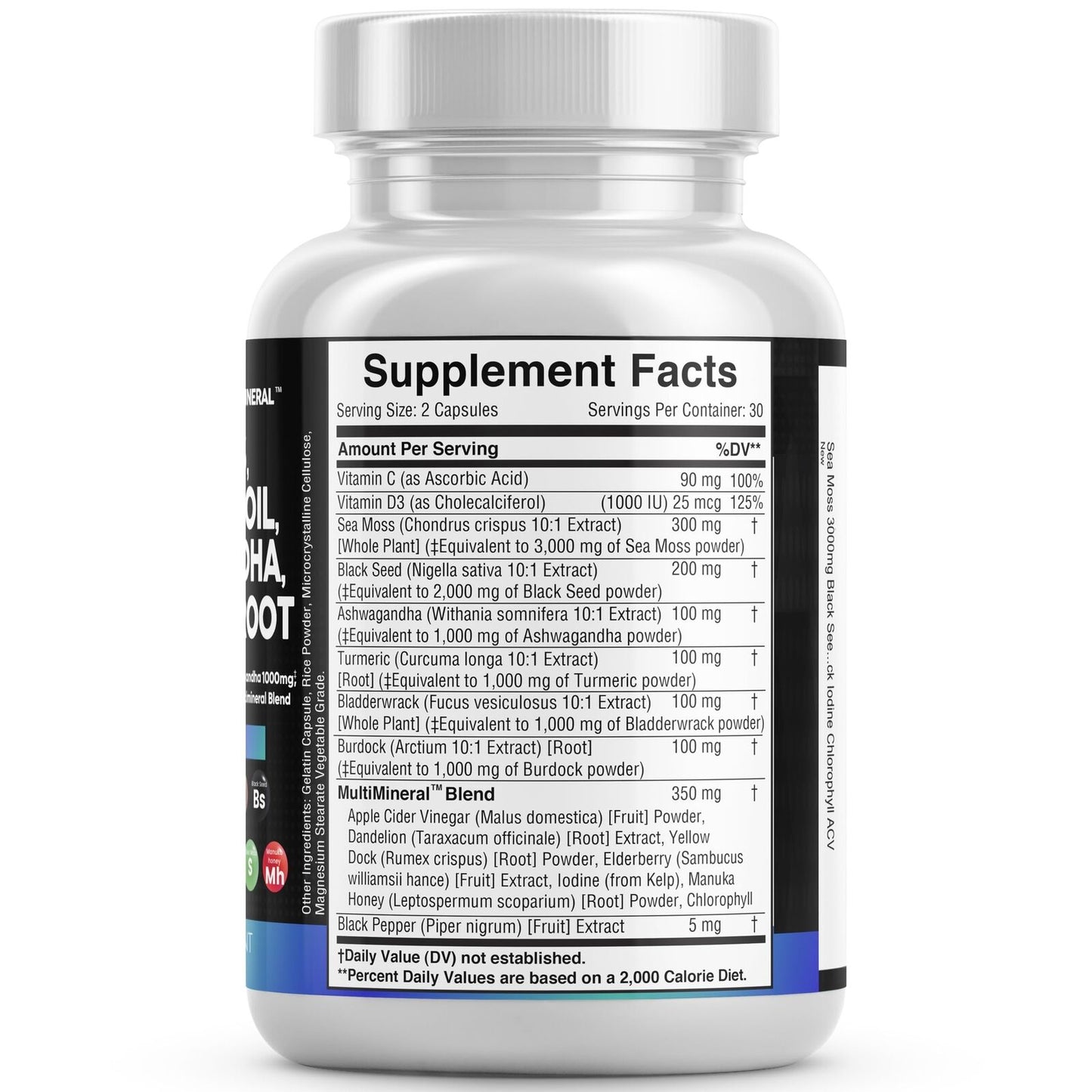 Sea Moss 3000Mg Black Seed Oil 2000Mg Ashwagandha 1000Mg Turmeric 1000Mg Blad...