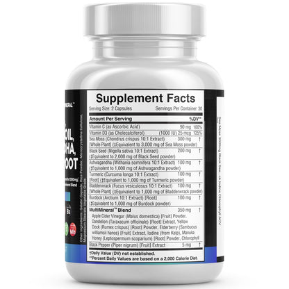 Sea Moss 3000Mg Black Seed Oil 2000Mg Ashwagandha 1000Mg Turmeric 1000Mg Blad...