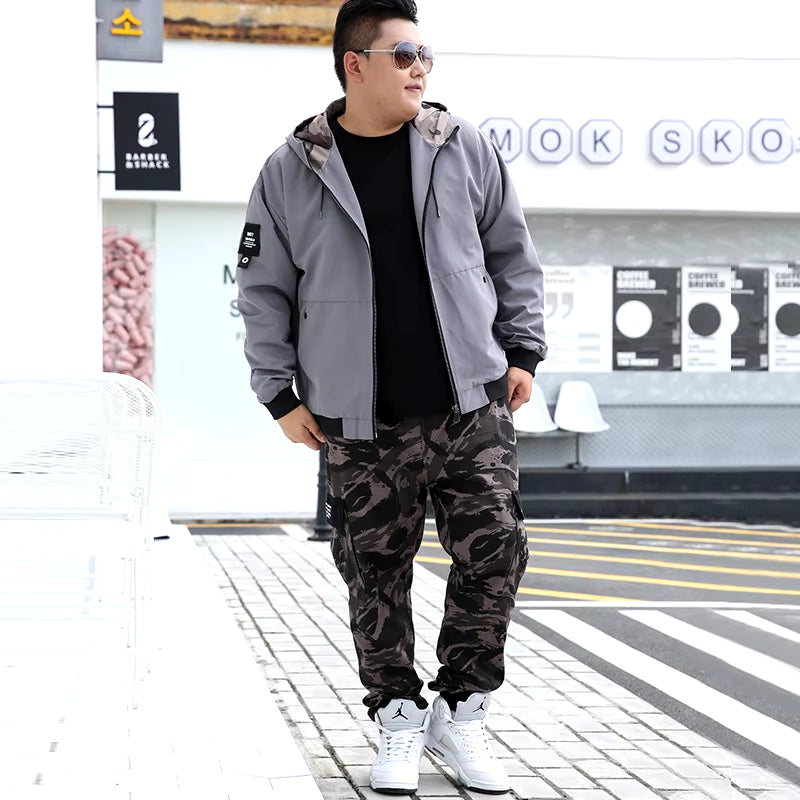 Men Clothes 2020 Tracksuit Harem Cargo Camouflage Jacket Pants 2 Piece Set Mens Hoodies XXXXL Coat Track Suit 6XL 7XL 8XL 9XL