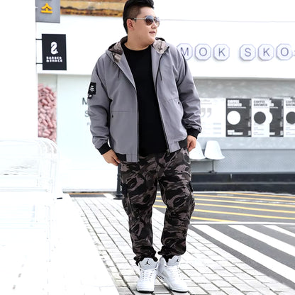 Men Clothes 2020 Tracksuit Harem Cargo Camouflage Jacket Pants 2 Piece Set Mens Hoodies XXXXL Coat Track Suit 6XL 7XL 8XL 9XL