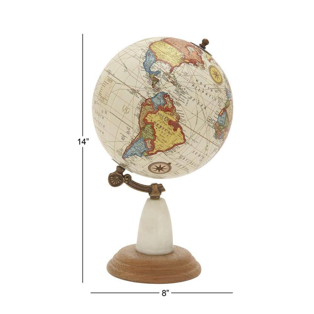14 In. White Mango Wood Decorative Globe