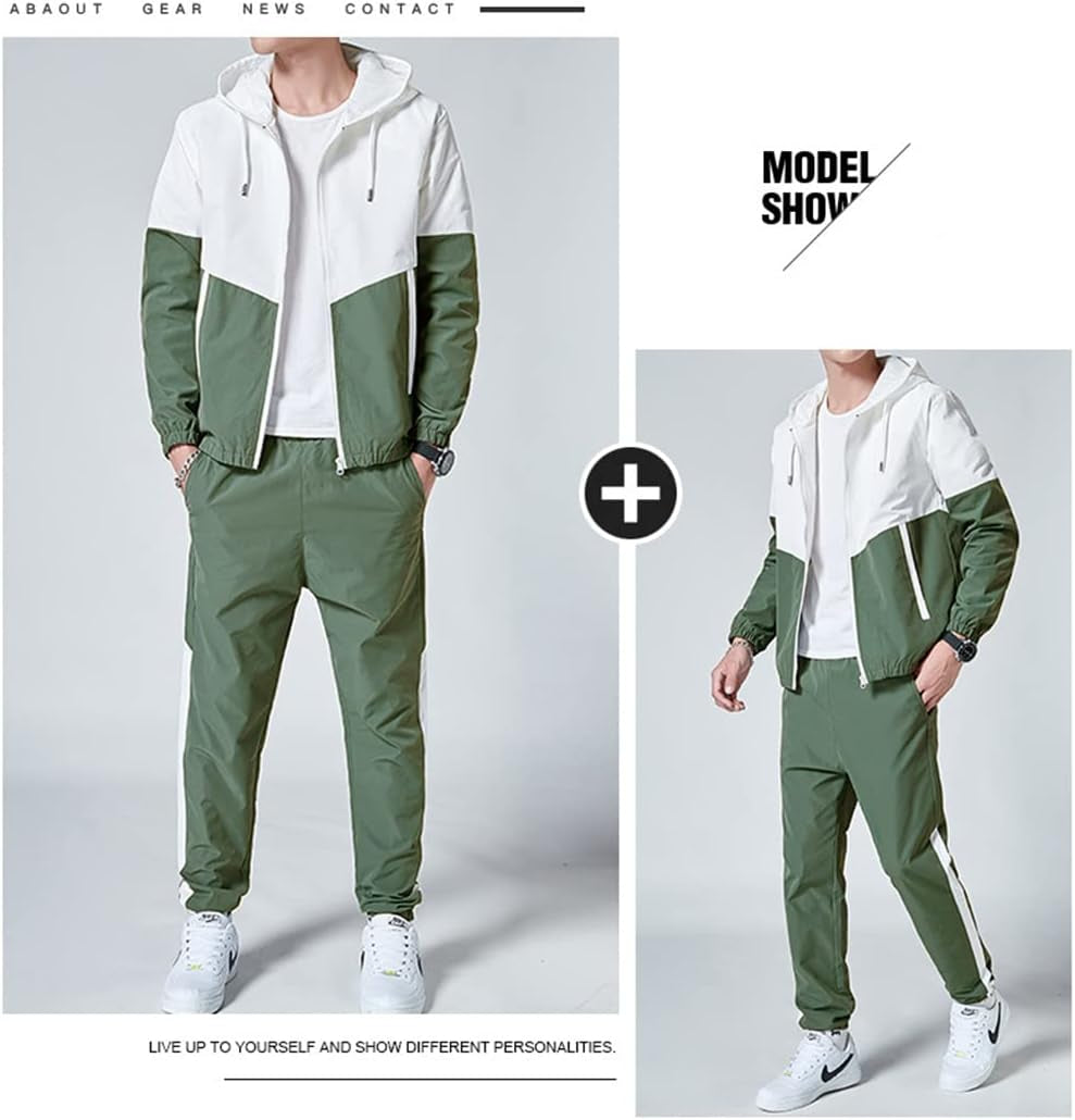 Men Retro Windbreaker Track Suit Track Jacket Track Pant Athletic Hip Hop Windproof Sweat Suit