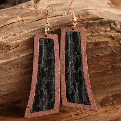 Geometrical Wooden Dangle Earrings