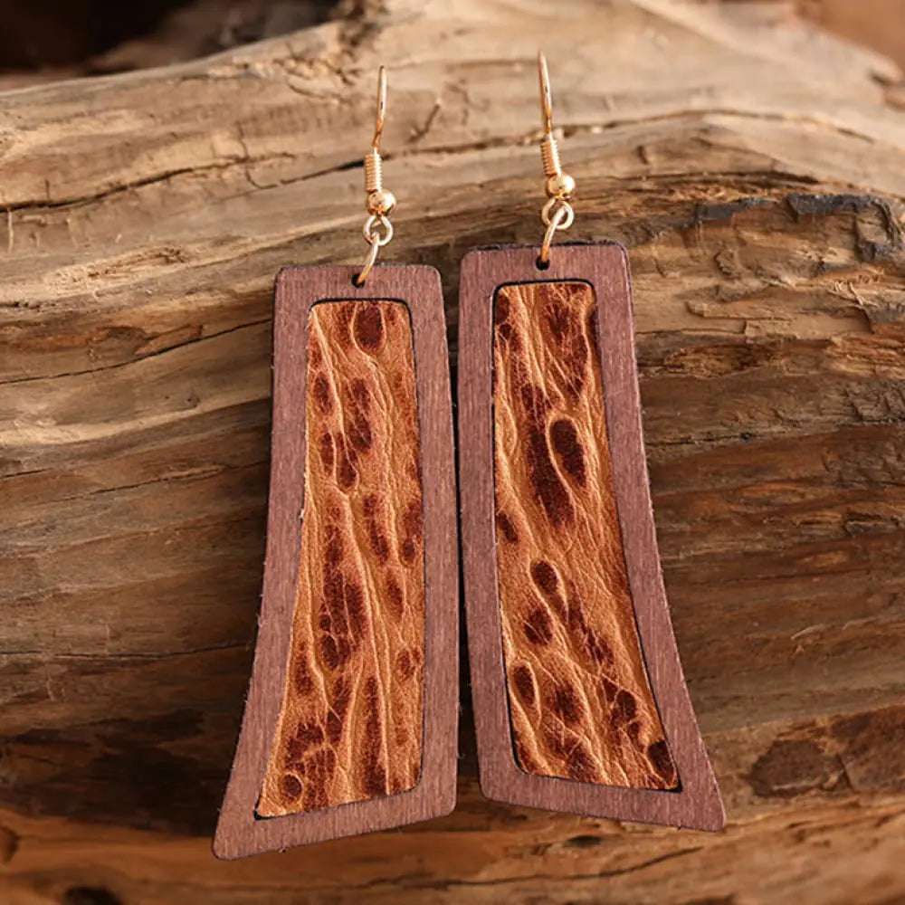Geometrical Wooden Dangle Earrings