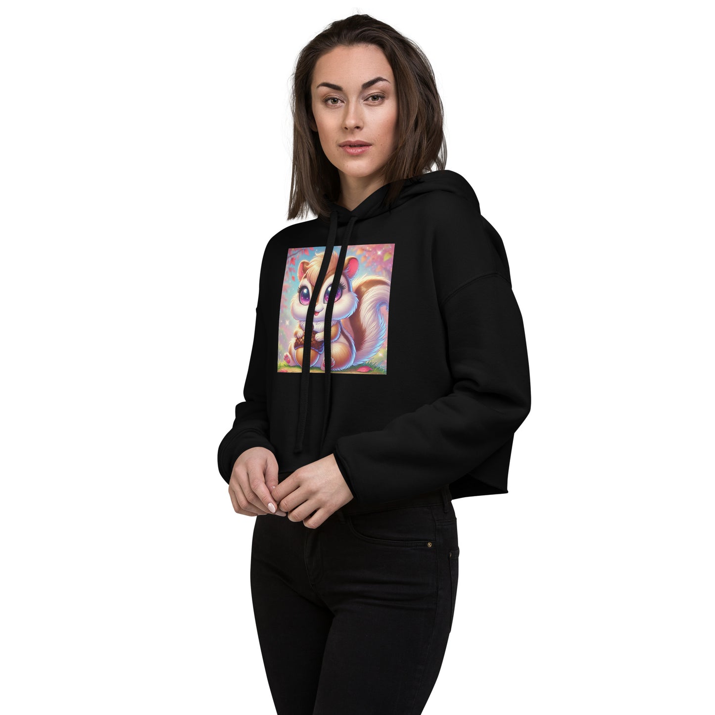 80's Anime Chipmunk Eyes - Crop Hoodie