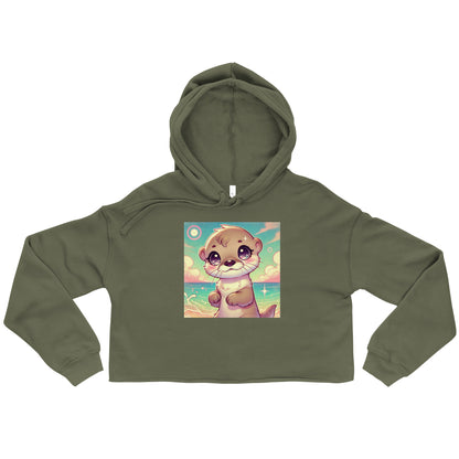80's Anime Otter Eyes - Crop Hoodie